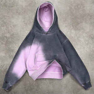 Sweat à capuche brodé personnalisable avec poches, effet vieilli et délavé, grammage lourd, vente en gros - Product Image 2