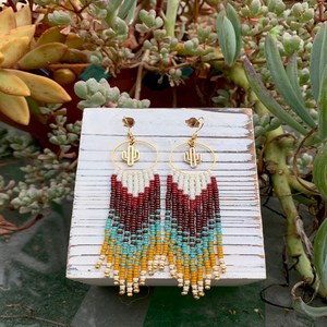 Boucles d'oreilles perlées sur le thème du désert en laiton plaqué or accessoire de bijoux pour femmes et filles porter dans la fête de mariage, hldi - Product Image 5