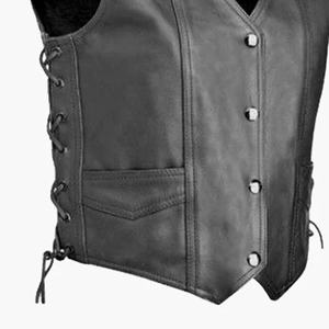 เสื้อกั๊กหนังแท้สีดำสำหรับผู้ชายปี 2026 แบบสั่งทำพิเศษสำหรับขี่มอเตอร์ไซค์ เสื้อแจ็คเก็ตหนังทำมือสำหรับชมรมมอเตอร์ไซค์ เย็บแบบเพชร ระบายอากาศได้ดี - Product Image 3