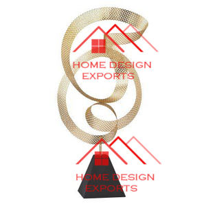 Sculpture moderne en métal d'aluminium brut pour la décoration de bureau, forme ronde, sculpture en granit, ton marbre naturel - Product Image 4