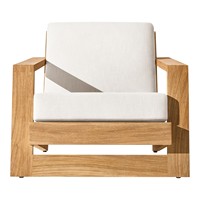 Chaise longue d'extérieur en teck de luxe moderne, fauteuil de jardin minimaliste avec coussins résistants aux intempéries, mobilier pour villa, hôtel, complexe hôtelier