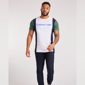 เสื้อยืดลายทางแขนสั้นสำหรับผู้ชายเสื้อยืดบล็อกสีแบบกำหนดเอง - Product Image 3