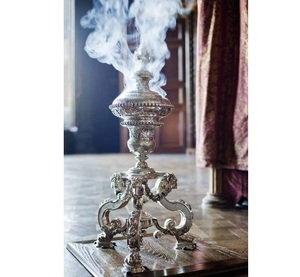 Exclusivo árabe Vintage Metal Oud quemador hecho a mano oro plata detalle clásico patrimonio árabe Metal Oud quemador - Product Image 3