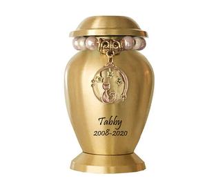 Urne souvenir chat rose Option breloques d'amour nouveau design urnes souvenir en métal - Product Image 1