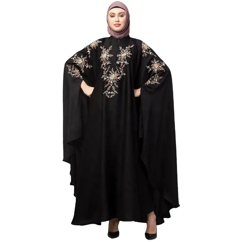 New Trendy Muslim Abaya Dress for Women Modest Dress Eid Islamic Abaya Elegant Dress Arab Lady Chest Embroidered Abaya Latest