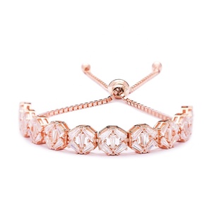 Octagan Style Baguette Cut CZ Stone Wholesale Handmade Turkish <b>Adjustable</b> Tennis 925 Sterling Silver <b>Bracelet</b> - Product Image 1
