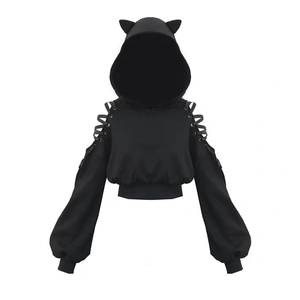 Custom printed cotton womens crop top <b>sleeveless</b> <b>hoodies</b> - Product Image 5