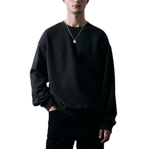 Sweat-shirt à col rond 100% coton mélangé pour hommes, coupe ample, décontracté, style solide, saison d'automne, technique teintée et délavée - Product Image 4