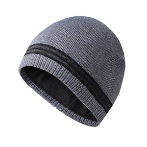 Chapeau beanie en tricot tendance, chaud, doux, confortable, doublé en polaire, bonnet extensible, élégant, pour l'extérieur, par temps froid, pour l'hiver - Product Image 3