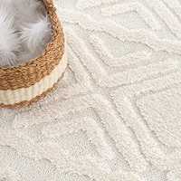 Premium Fluffy Cotton Boho Round Bathmat with Tufted Geometric Design Anti-Slip Eco-Friendly Latex Backing for Home & Hotel Use