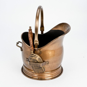 Unique Black Hammered <b>Coal</b> <b>Scuttle</b> Fireplace Tool <b>Coal</b> Bucket New Arrival <b>Coal</b> Bucket With Wood Handle Round Shape - Product Image 2