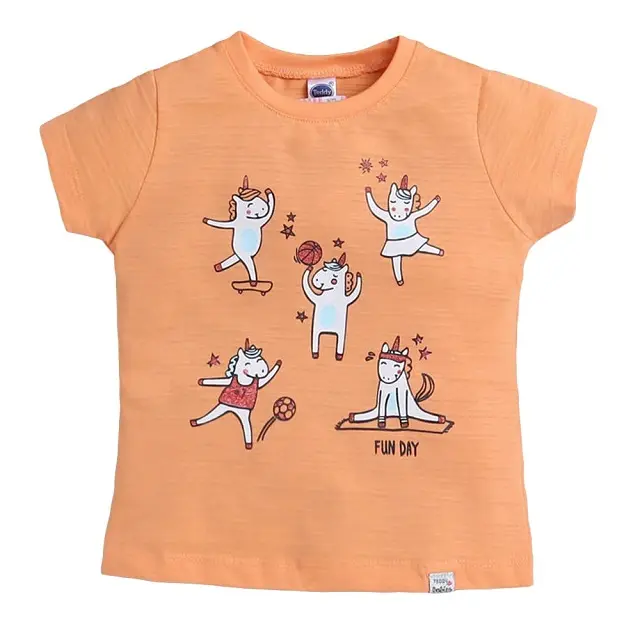 Fun Day diseño personalizado Impresión digital 100% camisetas de algodón puro para niños pequeños niñas para verano Camisetas especiales Custom Lo