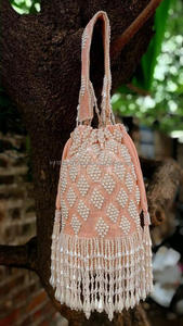 Nouvel arrivage Superbe pochette de soirée de mariée multicolore en relief à la main pour femmes avec petit bracelet en perles - Product Image 2