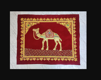 Décoration murale rectangulaire élégante en tissu brodé Zari fait main, auto-adhésive, écologique et durable