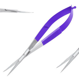 Ciseaux de beauté multifonctionnels à ressort, lames courbées en acier inoxydable, tranchantes et durables, pour nail art, pour droitiers, manche violet - Product Image 4