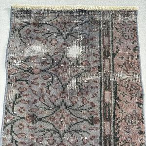 Turkish Vintage Small Rug 1.6x3.2 ft, <b>Brown</b> Oriental Rug <b>Wool</b> - Product Image 5