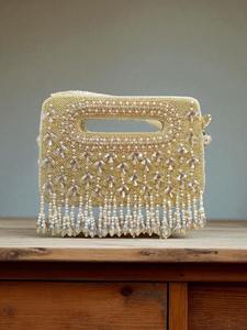 กระเป๋าคลัทช์ทรงครึ่งวงกลมประดับลูกปัดเรซิ่นวิบวับ งานแฮนด์เมดสไตล์อินเดีย สำหรับสุภาพสตรี ใช้ในงานแต่งงาน แฟชั่นลำลอง ขายส่งสำหรับผู้ส่งออก - Product Image 6