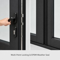 Porte d'entrée en aluminium à rupture de pont thermique, double vitrage, serrure de sécurité, haute isolation, villa minimaliste