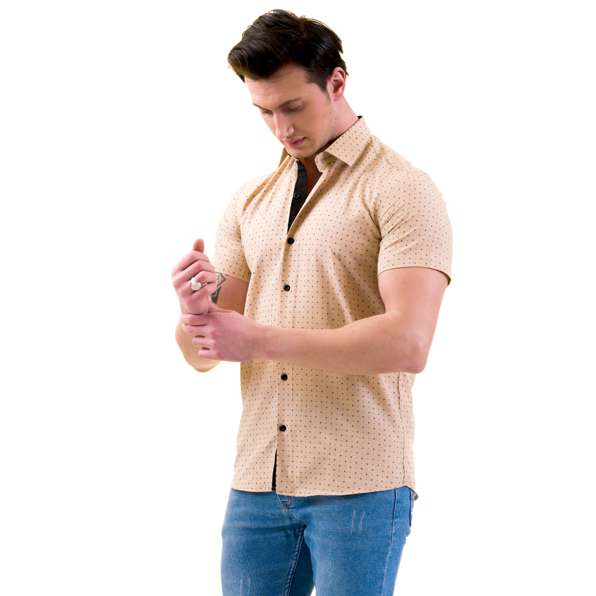 white christmas dresses Champagne Satin Tailored-Fit Dress Shirt M / Champagne