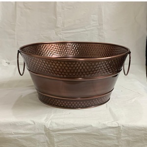 Seau à glace à simple paroi Refroidisseur de boissons au champagne Seaux à glace et bacs à boissons en acier inoxydable au design martelé - Product Image 5