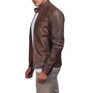 แจ็กเก็ตหนังแบบย้อนยุคสำหรับผู้ชายเสื้อแจ็คเก็ตหนังแบบฟิตสำหรับกีฬากลางแจ้งฤดูหนาว - Product Image 4