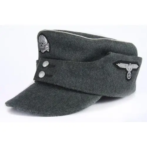 WWII German SS Grey-Green Wool Officers M43 Cap Oakleaf Hat for SS Officers Essential Uniform Accessories