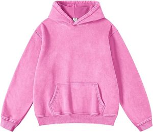 Pull à capuche vintage épais et surdimensionné pour homme Coton pelucheux lavé pour l'hiver Streetwear Motif solide Teint uni - Product Image 1