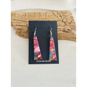 Navajo Handmade Purple Mohave Turquoise & Sterling <b>Silver</b> Drop <b>Earrings</b> Geometric Slab <b>Dangle</b> Design - Product Image 1
