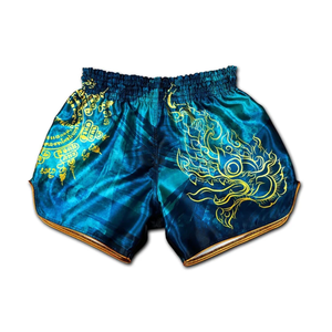 กางเกงมวยไทยแบบสั่งทำพิเศษสำหรับผู้ชาย พิมพ์ลายแบบซับลิเมชั่น สำหรับชกมวยและ MMA ผลิตจากผ้าซาติน กางเกงคิกบ็อกซิ่งแบบสั่งทำ - Product Image 1