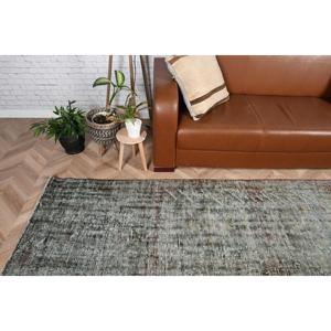 Alfombra Turca Vintage, Alfombra de Pasillo de 2.6x11.2 pies (80x341 cm), Alfombra de Lana con Diseño Floral Gris - Product Image 3