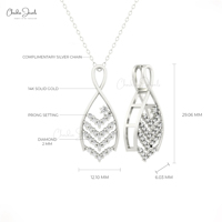 Último diseño 14K Real Gold Cluster Wedding Pendant 0,39 CTW SI Quality Diamond Chevron Collar Joyería fina a precio mayorista