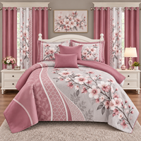 Ensemble de draps de lit personnalisés avec rideaux assortis, drap plat imprimé doux, drap-housse, vente en gros d'usine OEM ODM