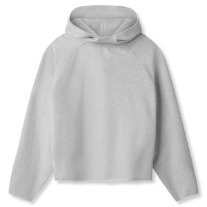 Pullover Heather <b>Grey</b> Hoodie Casual Cotton Blended No Drawstring Raglan Sleeve French Hoodie - Product Image 3