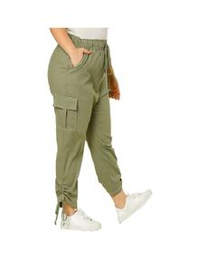 กางเกงวอร์มผู้หญิงไซส์ XL สำหรับฤดูหนาว ระบายอากาศได้ดี ทรงหลวม น้ำหนักเบา ผ้าฟลีซ สไตล์สปอร์ต ทรงคาร์โก้ ขอบเอวตรง ความยาวระดับกลาง สไตล์สตรีทแวร์ - Product Image 5