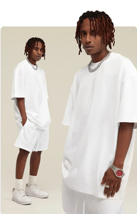 Ensembles de shorts d'été de couleur unie Vêtements de marque pour hommes LOGO personnalisé T-shirt à manches courtes et shorts ensembles de 2 pièces - Product Image 6