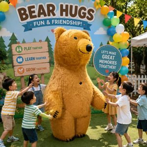 <span class=keywords><strong>Disfraz</strong></span> Inflable de Oso Polar Beige, Traje de Mascota de Dibujos Animados para Eventos y Actuaciones en Centros Comerciales - Product Image 1