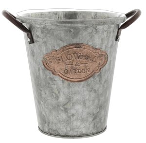 Rustic tall galvanized planter vase with narrow opening perfect for <b>dried</b> <b>flowers</b> faux stems or natural greenery - Product Image 2