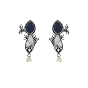 Boucles d'oreilles pendantes Blue Ox Fashion, design poisson en pierre - Product Image 3