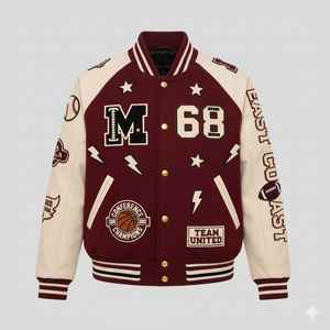 Veste de baseball varsity de haute qualité avec logo personnalisé, corps en laine, manches en cuir, veste bomber letterman, vêtements d'extérieur pour hommes, fournitures d'équipe - Product Image 2