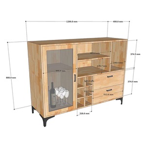 KTB68127 Natural Wood Display Cabinet Solid Oak Mahogany Plywood Antique Modern Design Style for Home Furniture-<b>Sideboard</b> - Product Image 5