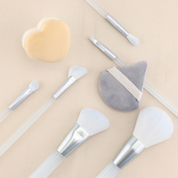 Kit professionnel de 6 pinceaux de maquillage en poils synthétiques, manche transparent givré, pour poudre, blush, fard à paupières, anticernes, personnalisable
