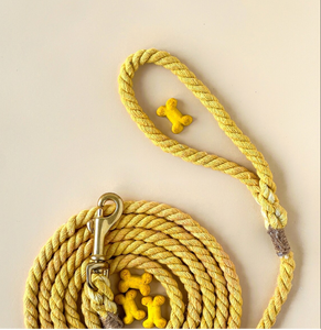 Grey - Rope Dog Lead / <b>Leash</b> / Rose Gold Clip / 152cm Long / Braided Fibre / Cotton - Product Image 2
