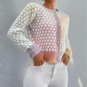 Hot Selling Winter Cardigan Jacket <b>Rainbow</b> Color Ladies <b>Sweater</b> Acrylic Knit Long Sleeve Crop Top Women's Cardigan <b>Sweater</b> - Product Image 5