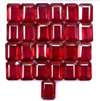 Pierre précieuse de rubis naturel certifiée par un tiers, taille octogonale à facettes, non montée, pour la création de bijoux, traitée par cirage/huile, couleur rouge