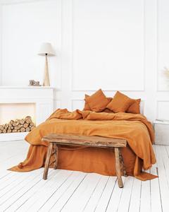 300TC 100%Cotton Burnt <b>Orange</b> <b>Duvet</b> Cover <b>Set</b> Custom Size Soft Quilt with Coconut Button Pillow Case Solid Anti-Bacteria Wedding - Product Image 4