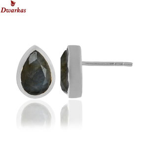 Classic high quality gemstone 925 sterling silver rainbow <b>moonstone</b> matte finish drop pear shape earrings unisex women's - Product Image 4