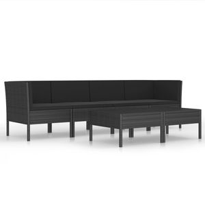 ENTREGA GRATUITA Juego de Muebles de Patio de 6 Piezas de Ratán Sintético Negro con Cojines, Modelo D0100HHHZIJ - Product Image 2
