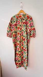 Robe tunique mi-longue en coton floral bohème, tenue décontractée d'été faite à la main pour femmes - Product Image 4