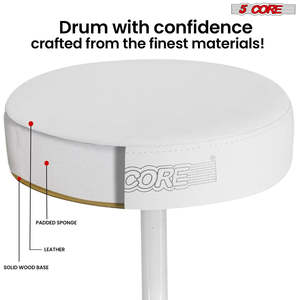 5 Core Drum Throne 3 Thick Padded Memory Foam Comfortable Drummer <b>Stool</b> 330Lb Capacity Adjustable - Product Image 5
