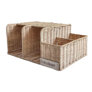 Rattan <b>basket</b> with multiple compartments in different directions Handmade Storage <b>Baskets</b> Natural Rattan Modern Multifunction - Product Image 1